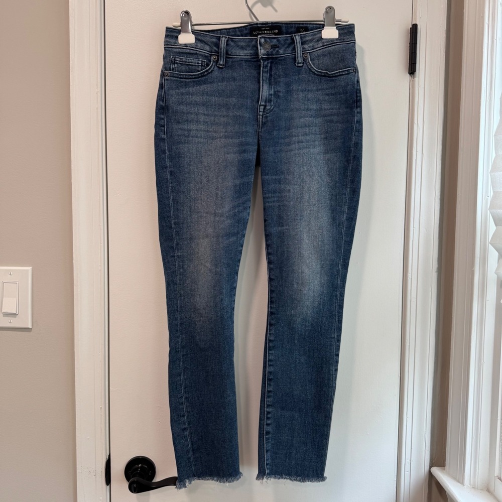 Lucky Brand Lolita Skinny Ankle Jeans Frayed Hem Dark Wash Denim‎ Size 2/26
